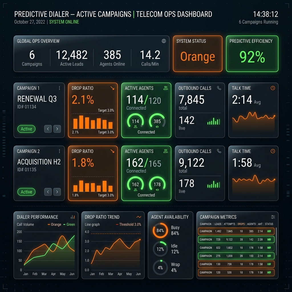 Rocketconnect.ai Outbound Dialer Campaigns Console